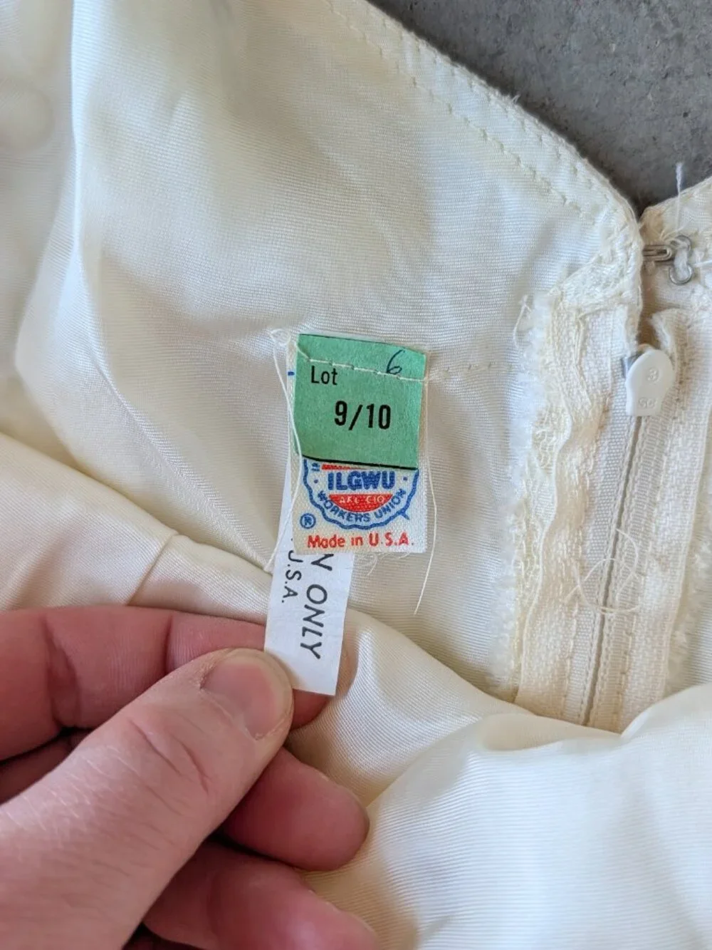 Vintage 80s Union Made Ivory Lace Off The Shoulder Midi Dress Party Wedding Prom